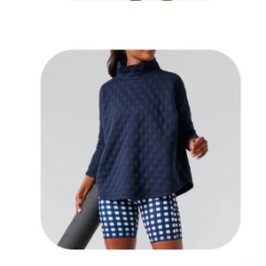 Navy Quilted Funnel Pullover l XS/S